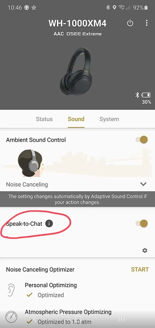 Sony WH-1000XM4 speak to chat
