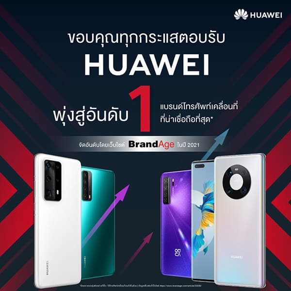 HUAWEI ranked first Thailand's Most Admired Brand 2021