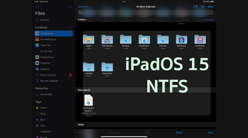 iPadOS 15 files app gains NTFS support and progress indicator