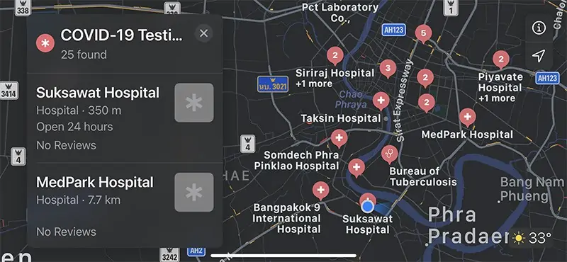 Apple Maps show thousand vaccines service points all area in country