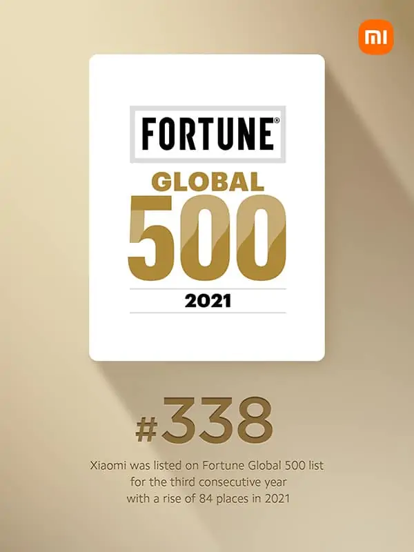 Xiaomi Fortune Global 500 ranked