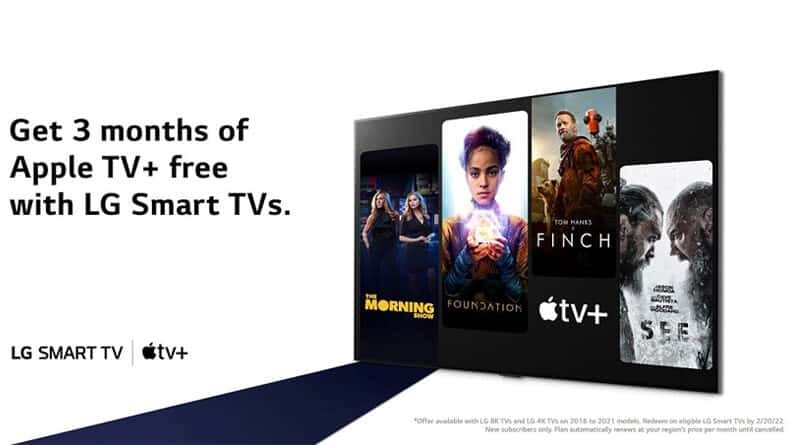 LG offer free 3 month Apple TV+ trial to 2016-2021 TV owners